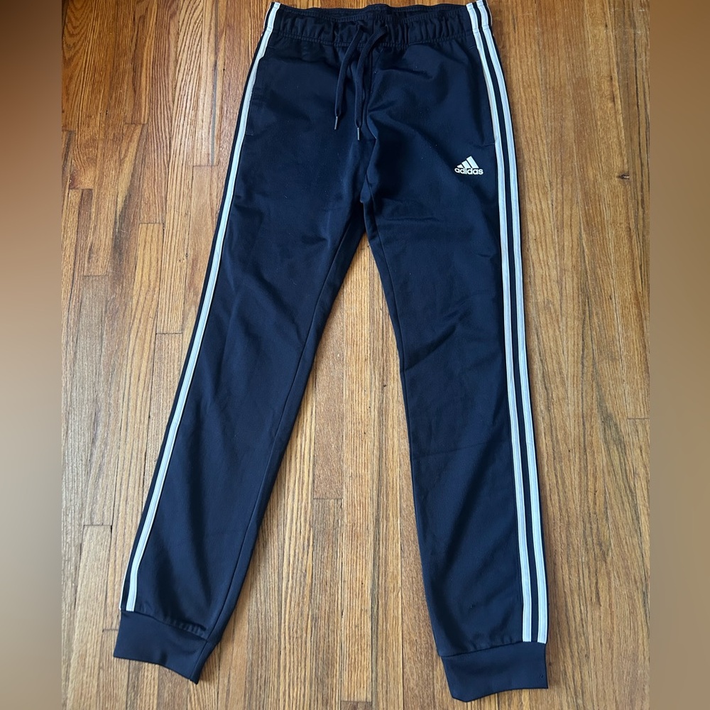 Adidas Navy Blue Sweatpants with Classic Stripes